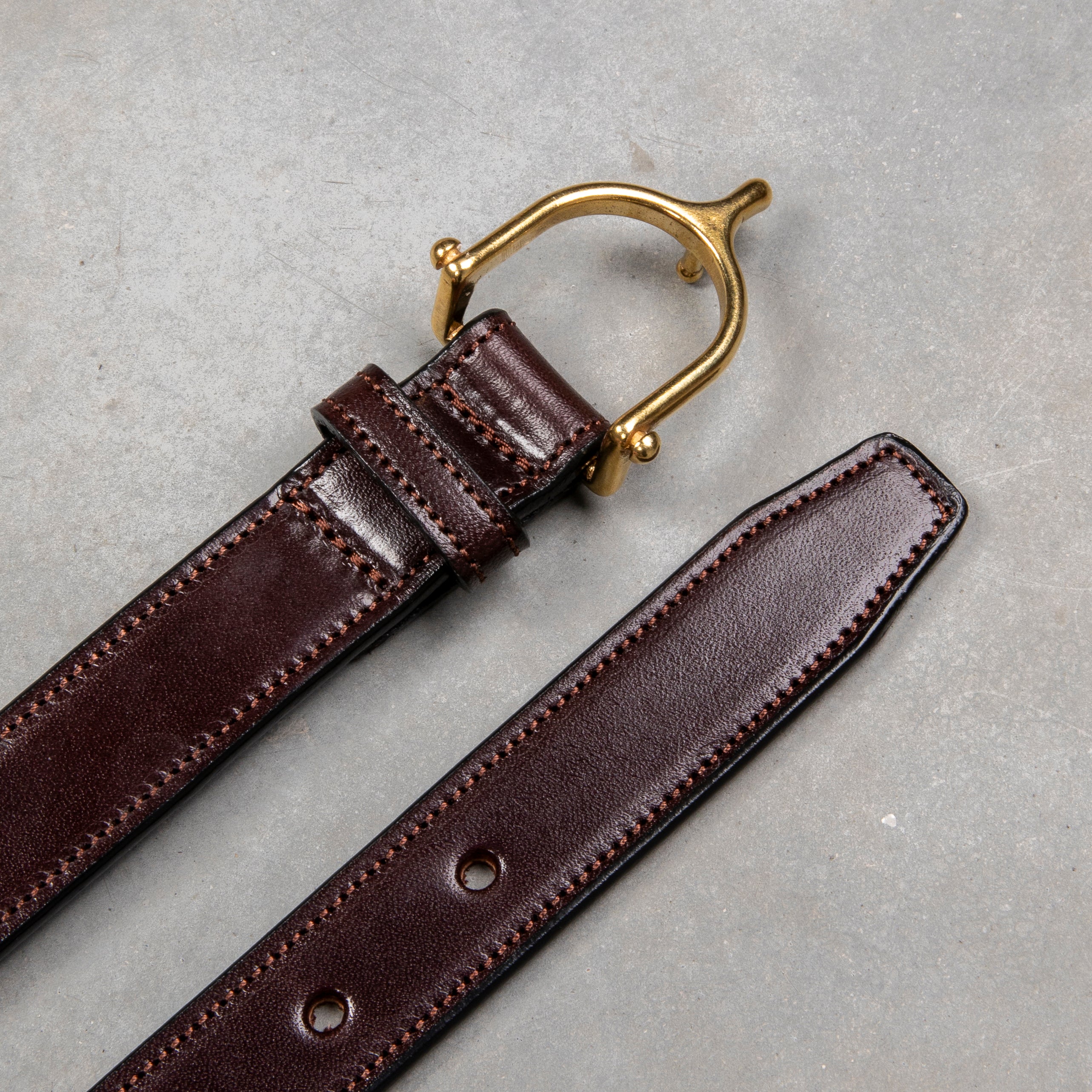 Tory Leather Spur Bridle Leather Belt 1″ Brass Buckle Havana