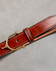 Tory Leather Spur Bridle Leather Belt 1″ Brass Buckle Oakbark
