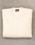 Drumohr Cashmere Treccia Crew Neck Bianco Sporco
