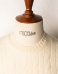 Drumohr Cashmere Treccia Crew Neck Bianco Sporco