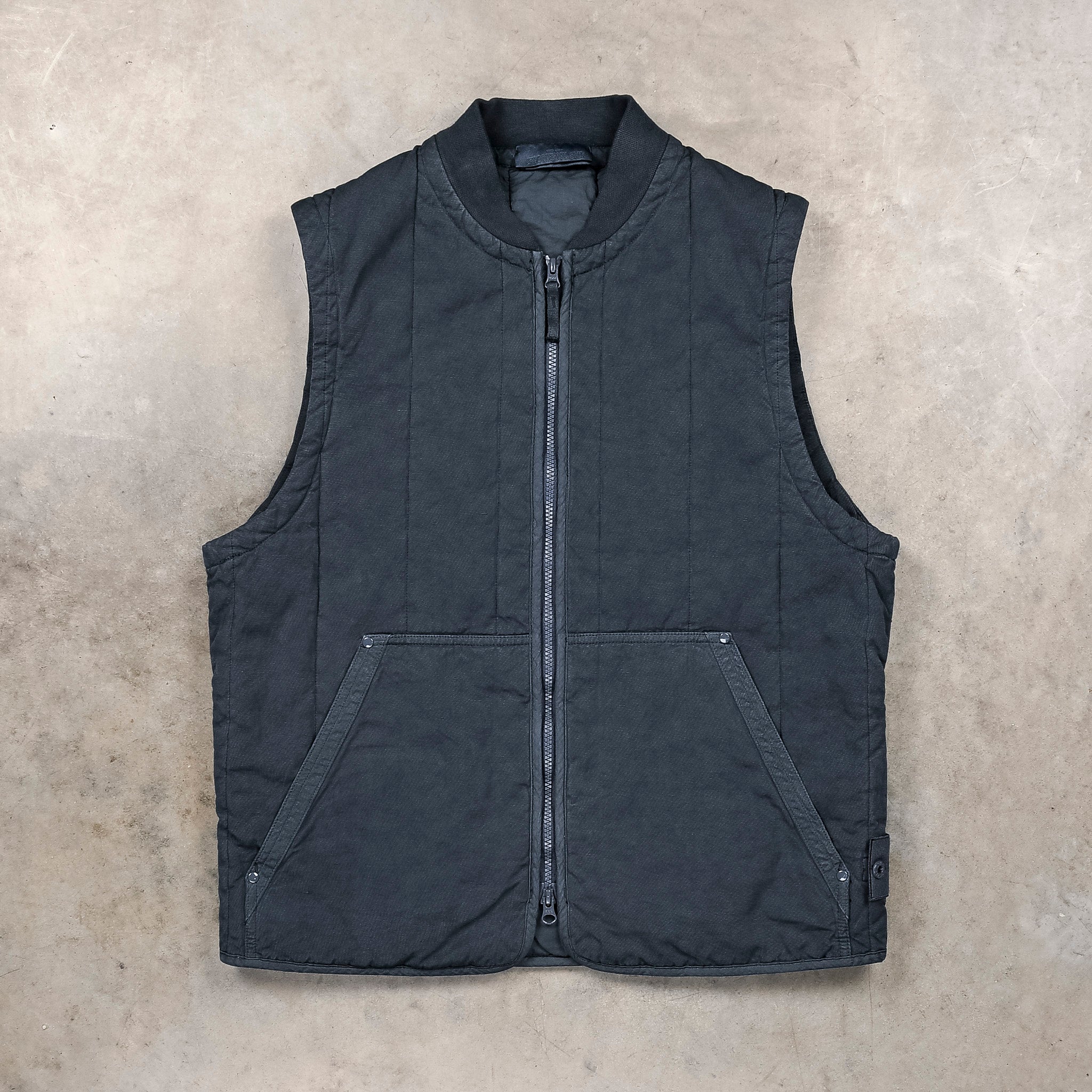 Stone Island Ghost Cotton Linen Canvas Quilted-TC Vest Slate Blue