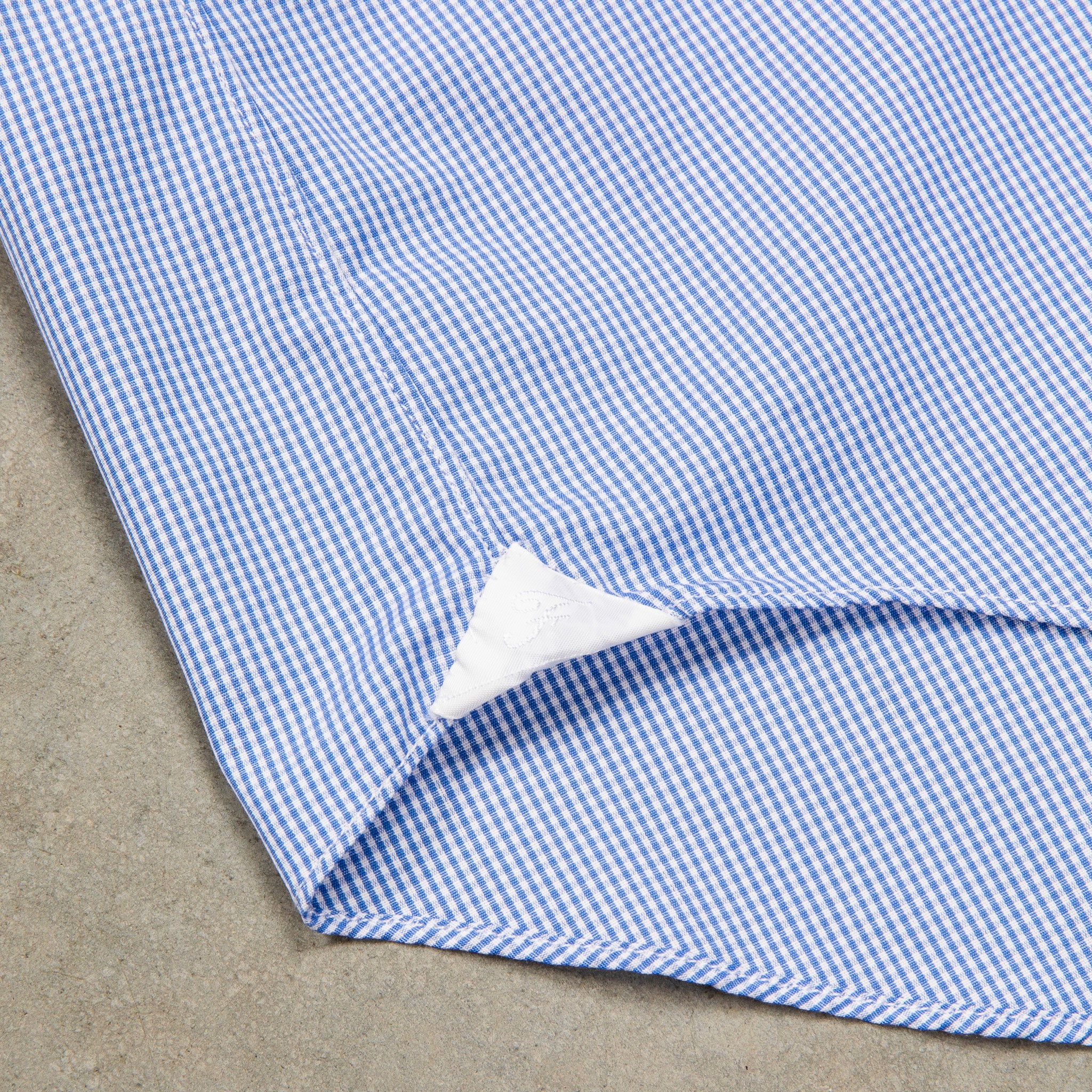 Finamore Tokyo Shirt Sergio Collar Mid Blue Vichy Poplin