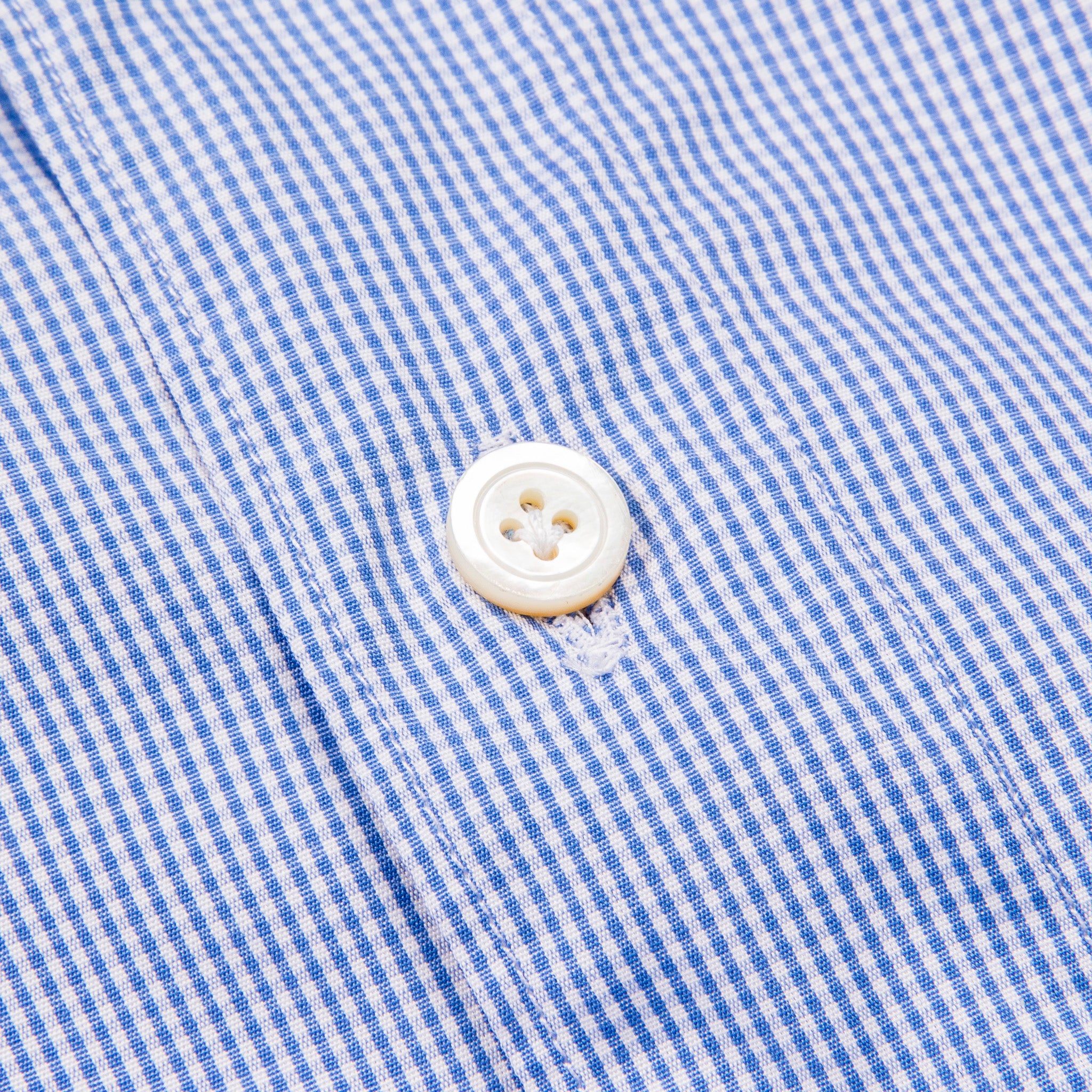 Finamore Tokyo Shirt Sergio Collar Mid Blue Vichy Poplin