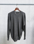 Olde H & Daughter Linen Silk Plain Stitch V-Neck Charcoal