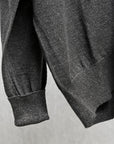 Olde H & Daughter Linen Silk Plain Stitch V-Neck Charcoal