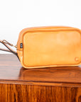 Croots Vegetable Tanned Leather Wash Bag Natural