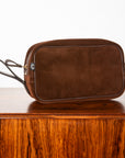 Croots Suede Wash Bag Brown