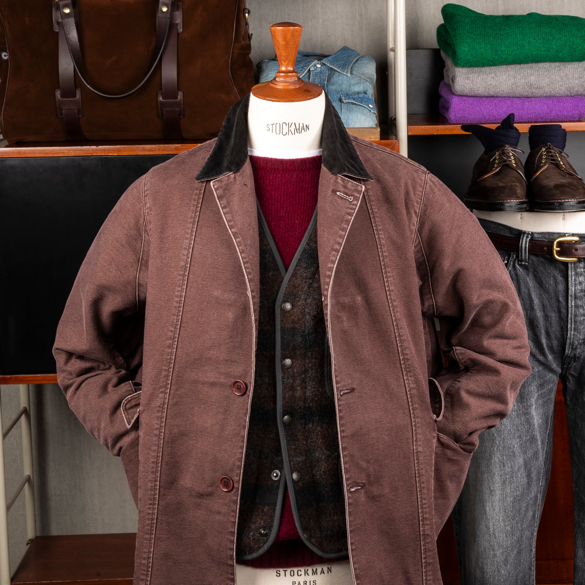 RRL Monroe Wool-Cotton Vest Brown Plaid – Frans Boone Store