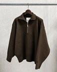Olde H & Daughter Wool Track Half Zip Dark Brown