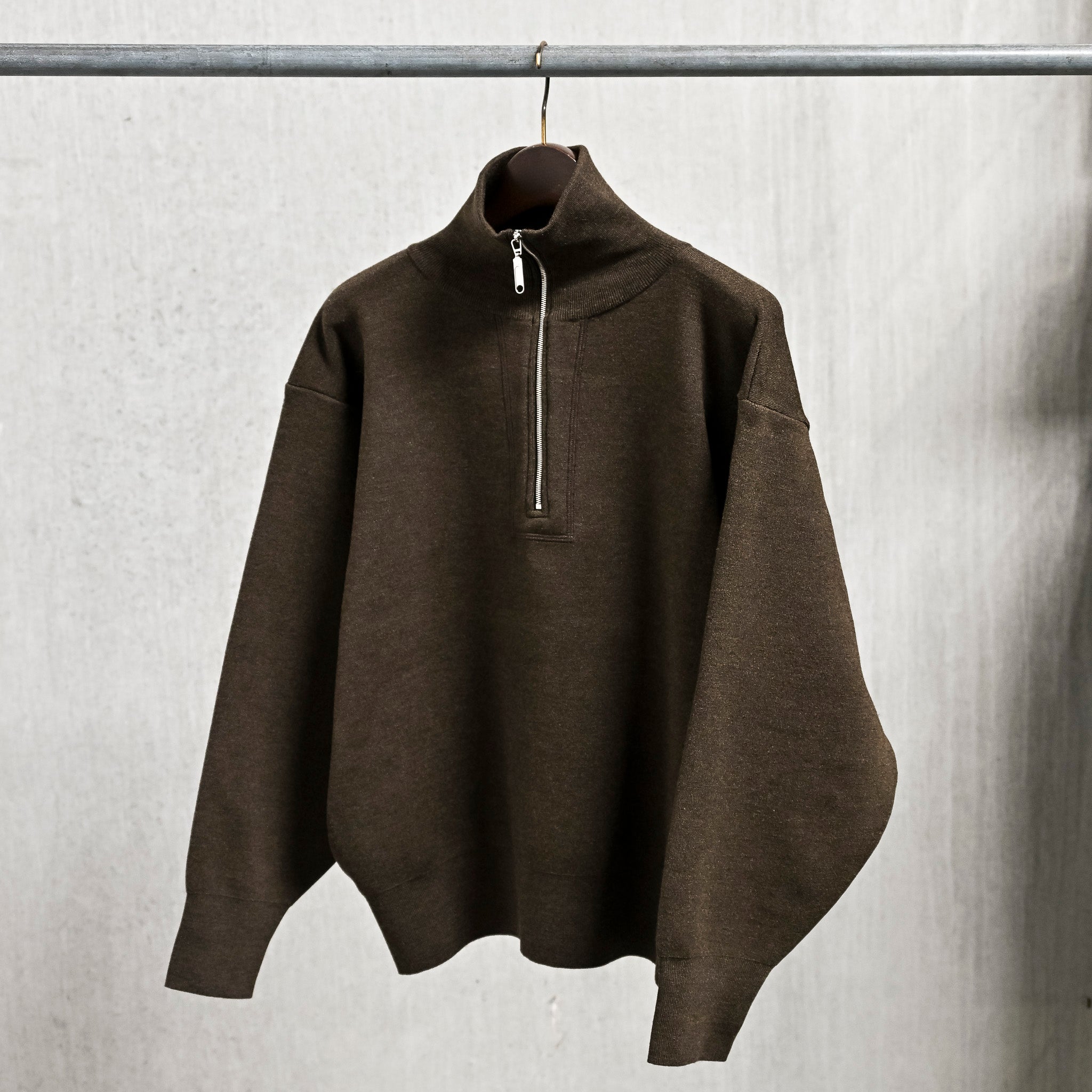 Olde H & Daughter Wool Track Half Zip Dark Brown – Frans Boone Store