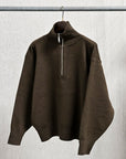 Olde H & Daughter Wool Track Half Zip Dark Brown