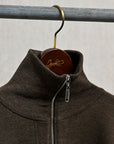 Olde H & Daughter Wool Track Half Zip Dark Brown