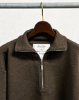 Olde H & Daughter Wool Track Half Zip Dark Brown