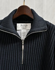 Olde H & Daughter Twist Wool Half Zip Mid Nite