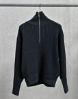 Olde H & Daughter Twist Wool Half Zip Mid Nite