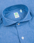 Finamore Gaeta Fit Collo Sergio Chambray Blu Scuro