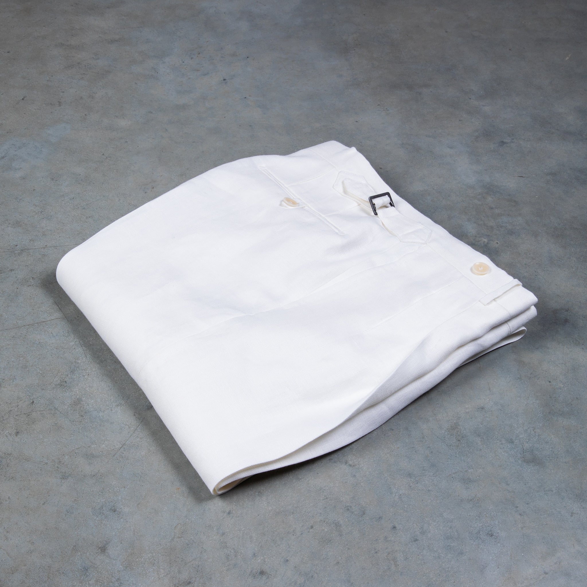 Rota Pantaloni High Rise Regular Fit Herringbone Linen White