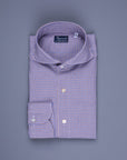 Finamore Gaeta Fit Collo Sergio Piccolo Percalle Blu Marrone