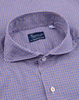 Finamore Gaeta Fit Collo Sergio Piccolo Percalle Blu Marrone