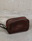 Croots Vintage Leather Wash Bag Dark Brown