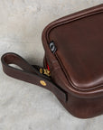 Croots Vintage Leather Wash Bag Dark Brown