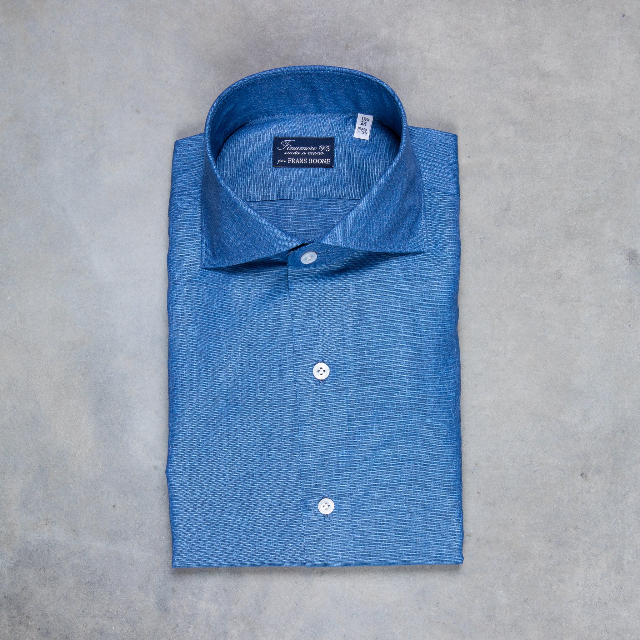 Finamore Milano Collo Eduardo Carlo Riva Cotton Linen Chambray