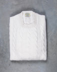 William Lockie Chirnside Cashmere Cable Crew Neck Snow White