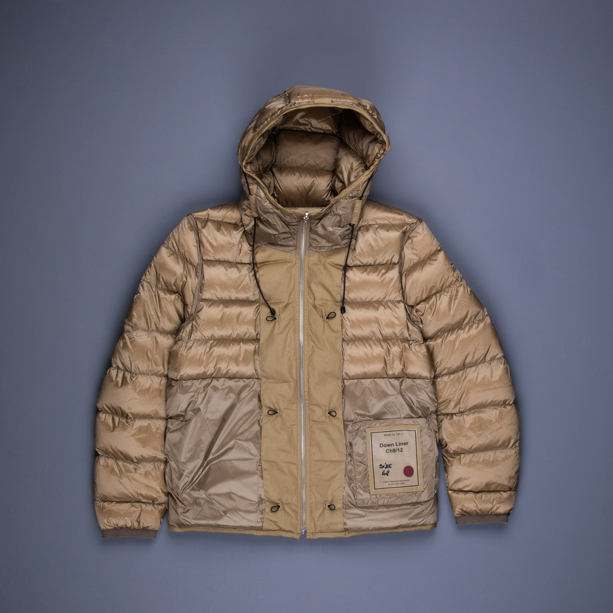 Ten C Hooded down liner with pockets Tan Frans Boone Store