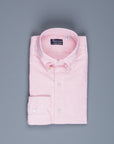Finamore Gaeta Shirt Pinpoint Oxford Lucio Collar Pink Stripe