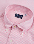 Finamore Gaeta Shirt Pinpoint Oxford Lucio Collar Pink Stripe