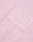 Finamore Gaeta Shirt Pinpoint Oxford Lucio Collar Pink Stripe