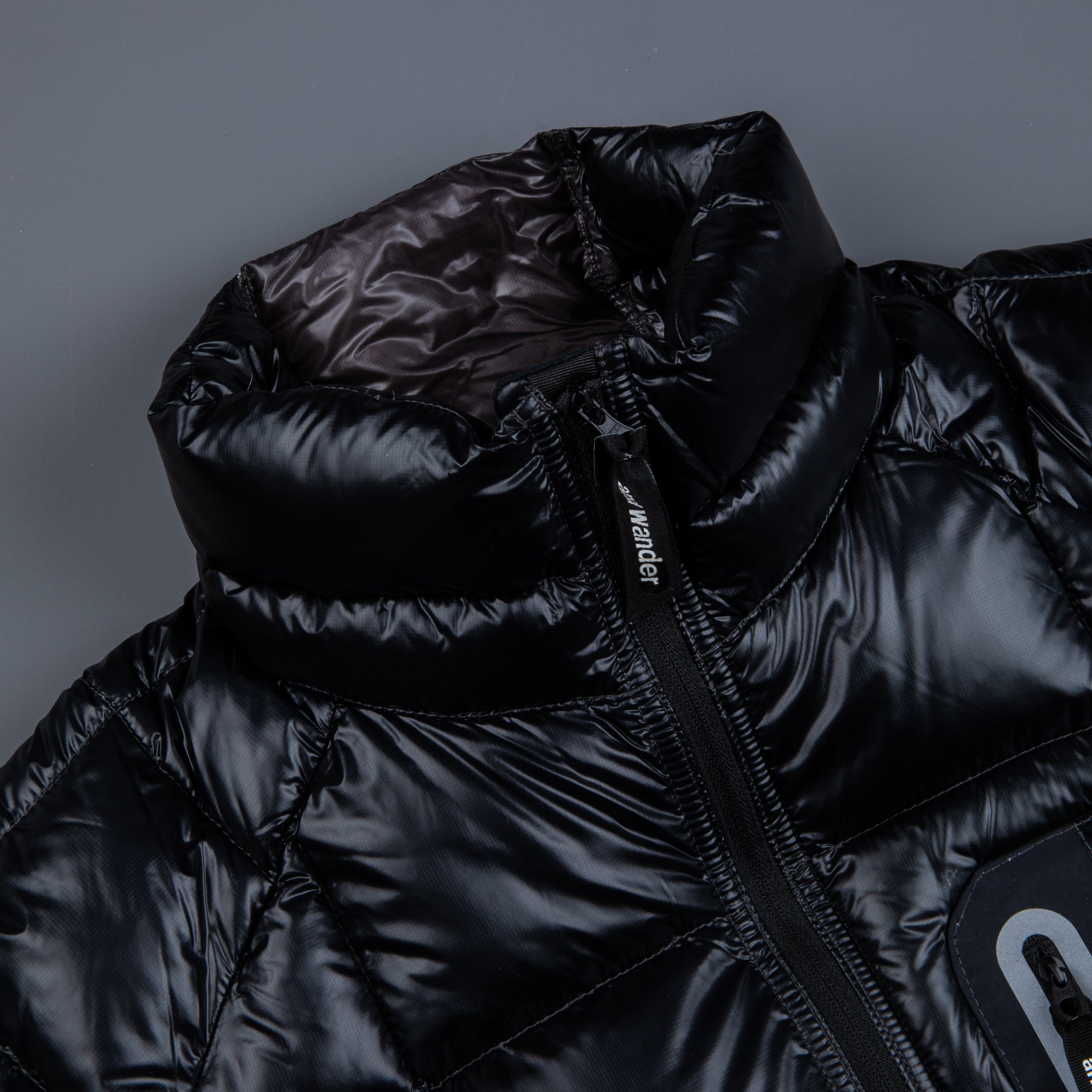 And Wander Diamond Stitch Down Hooded Jacket - Black I Article.