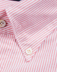 Finamore Gaeta Shirt Pinpoint Oxford Lucio Collar Pink Stripe
