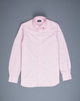Finamore Gaeta Shirt Pinpoint Oxford Lucio Collar Pink Stripe