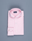 Finamore Gaeta Shirt Pinpoint Oxford Sergio Collar Pink Stripe