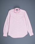 Finamore Gaeta Shirt Pinpoint Oxford Sergio Collar Pink Stripe
