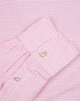 Finamore Gaeta Shirt Pinpoint Oxford Sergio Collar Pink Stripe