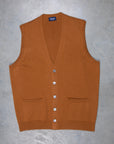 Drumohr Cashmere Gillet con Bottoni Caramello Scuro