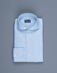 Finamore Tokyo Shirt Pinpoint Oxford Sergio Collar Blue Stripe