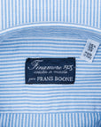 Finamore Tokyo Shirt Pinpoint Oxford Sergio Collar Blue Stripe