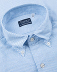 Finamore Tokyo Shirt Pinpoint Oxford Lucio collar Blue Stripe