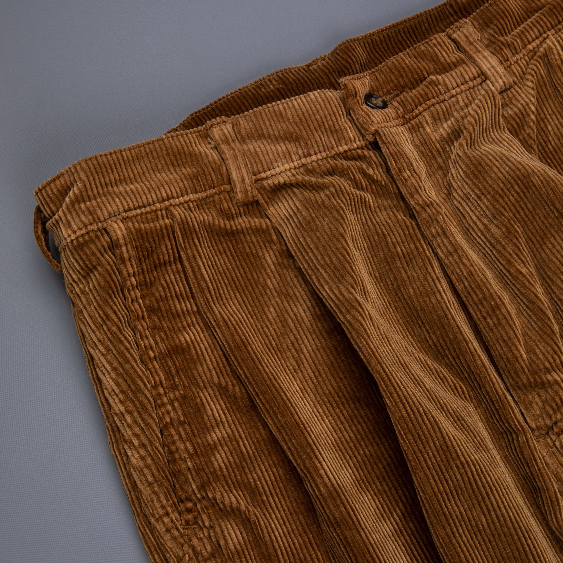 Orslow Two Tuck Wide Corduroy Trousers Camel