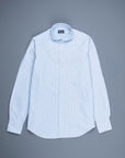 Finamore Tokyo Shirt Pinpoint Oxford Sergio Collar Blue Stripe