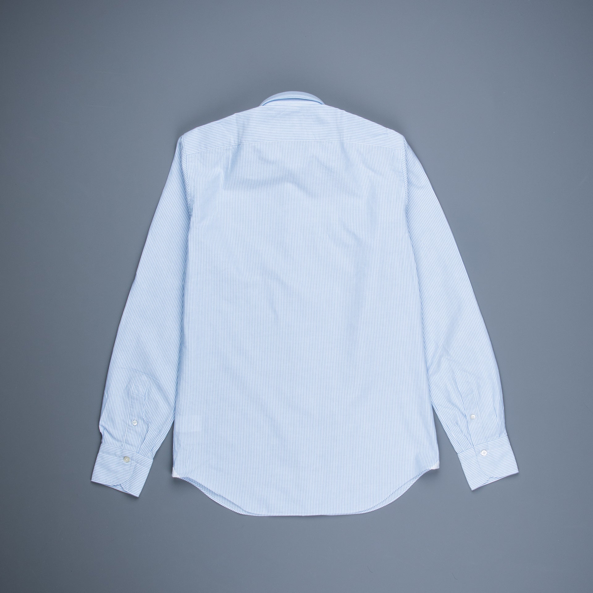Finamore Tokyo Shirt Pinpoint Oxford Sergio Collar Blue Stripe