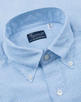 Finamore Gaeta Shirt Pinpoint Oxford Lucio Collar blue Stripe