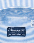 Finamore Gaeta Shirt Pinpoint Oxford Sergio Collar Blue Stripe