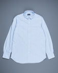 Finamore Gaeta Shirt Pinpoint Oxford Lucio Collar blue Stripe