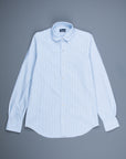Finamore Tokyo Shirt Pinpoint Oxford Lucio collar Blue Stripe