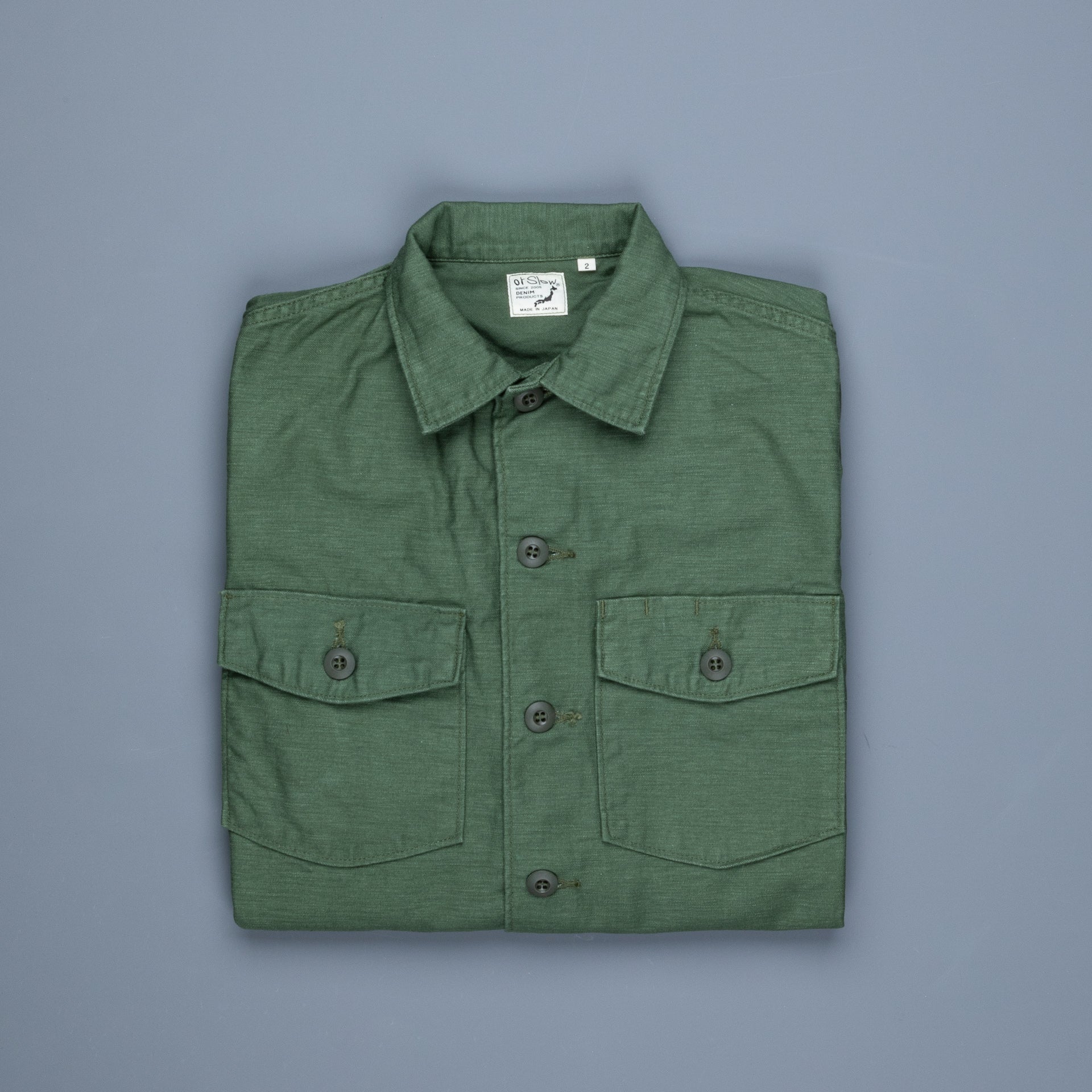 Orslow US army shirt back satin green Frans Boone Store Orslow US army shirt back satin green Frans Boone Store