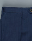 Rota Pantaloni High Rise Regular Fit Hopsack Blu Navy Melange